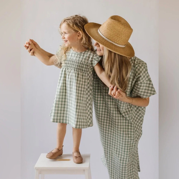 Pehr Green checked Caftan  Dress, One Size - Picture 2 of 13